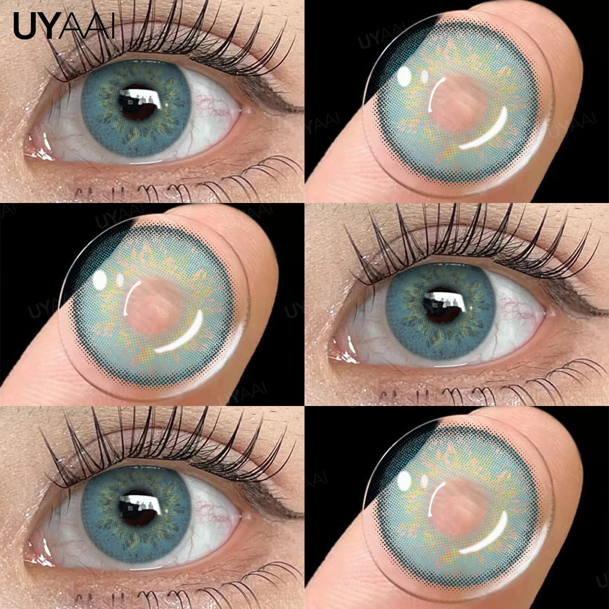 UYAAI 1 Paar farbige Kontaktlinsen, Make-up, blaue Schüler, natürliche braune Linsen, hochwertige grüne Farbe, Augenlinse, kosmetische Farbe – Detail 16