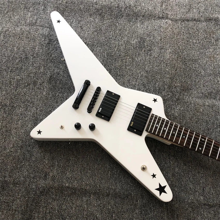 New product, special-shaped electric guitar. White, factory wholesale and retail, active pickup, free shipping