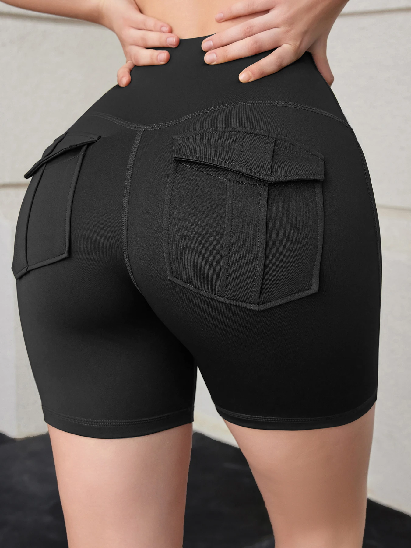 Workwear YK2 2000S Shorts Woman Fashion Casual Stretch Shorts Beautiful Pockets High Waist Fitness Sport Pants