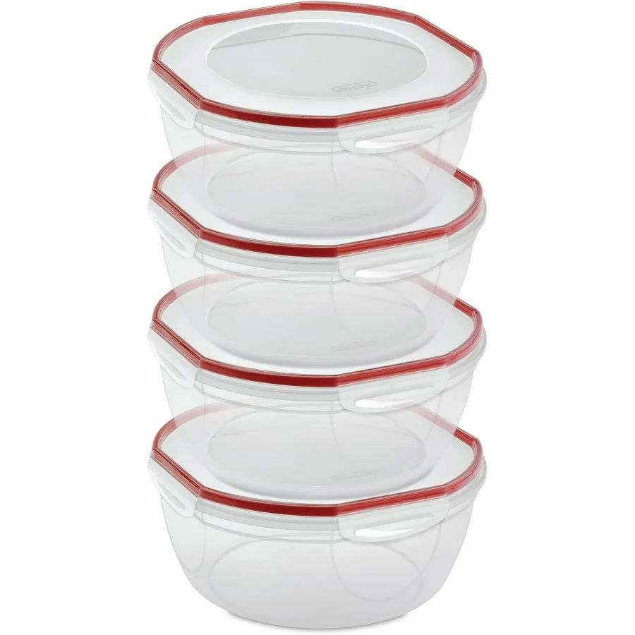 

Чаша с ультра-уплотнением емкостью 8,1 кварты, большой герметичный контейнер для хранения продуктов питания, крышка с защелкой, можно использовать в микроволновой печи и посудомоечной машине, прозрачный с красной прокладкой