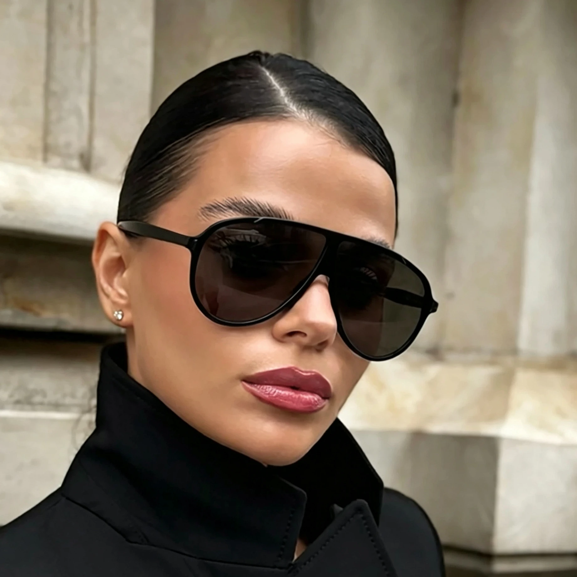 New Integrated Conjoined Sunglasses Summer Oversized HD Lens Shades Y2K Vintage Round Sun Glasses Outdoor Uv Protective Goggles