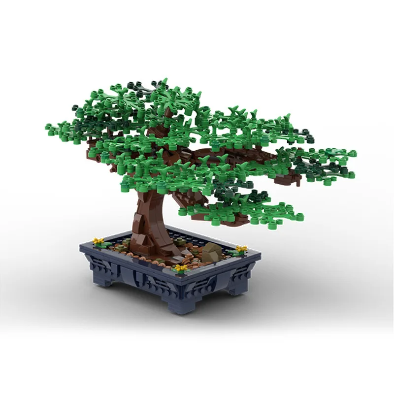 647PCS Potted Plant Tabletop Decoration Building Blocks MOC Green Tree Bush Flower Plant Bonsai Tree Assembly Model Kid Toy Gift