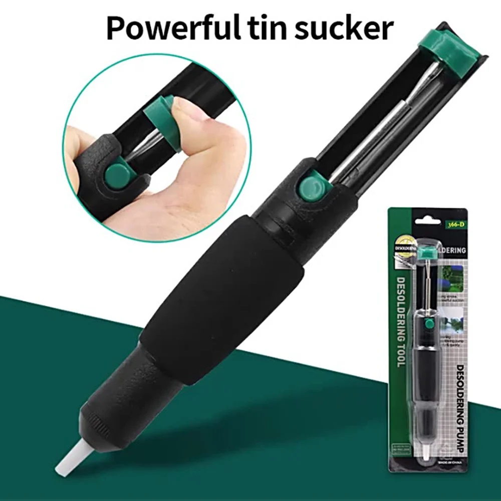 Desoldering Pump Manual Solder Sucker with Sponge Cover Portable Tin Sucker Tin Extractor Removal Tool Durable Powerful BJStore