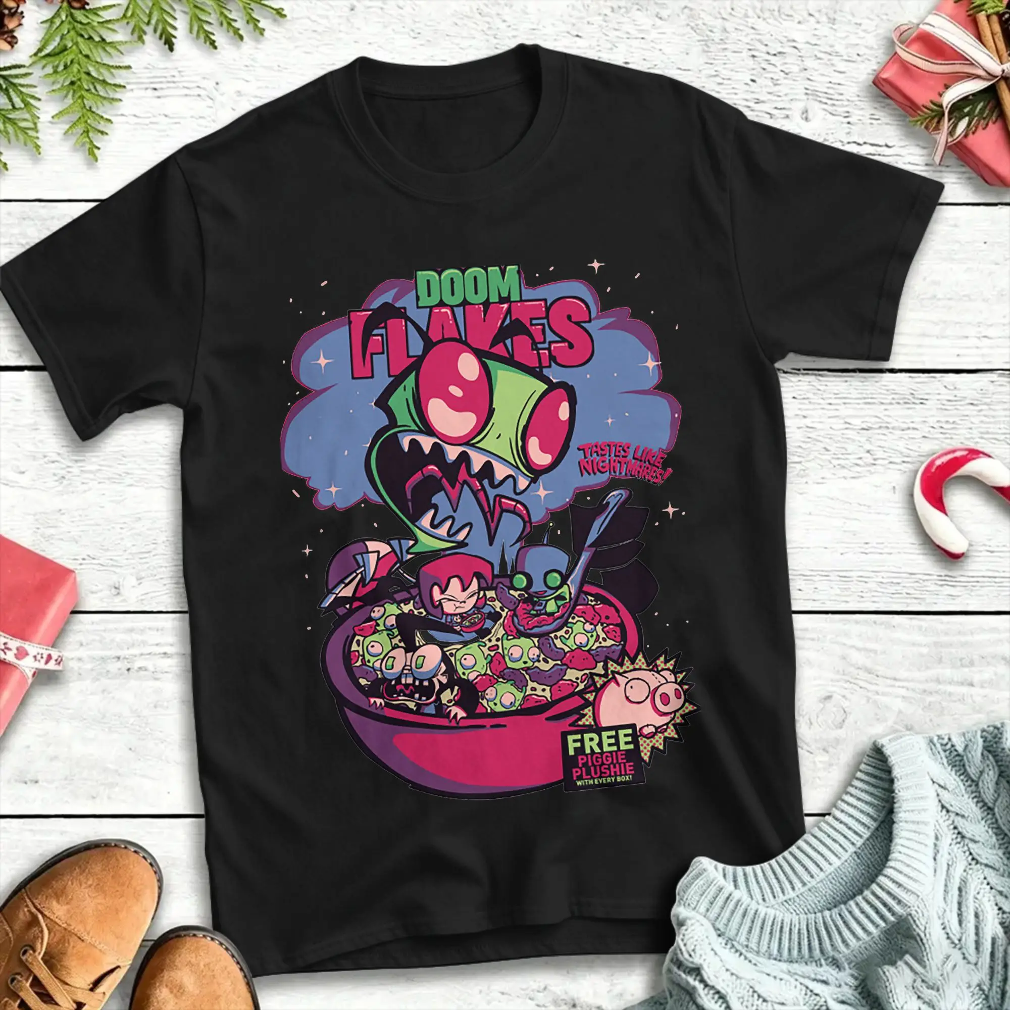 Invaders Zims  T-Shirts for Men Women  Flakes Vintage Cotton Tee Shirt Crewneck Short Sleeve T Shirts Classic Clothes