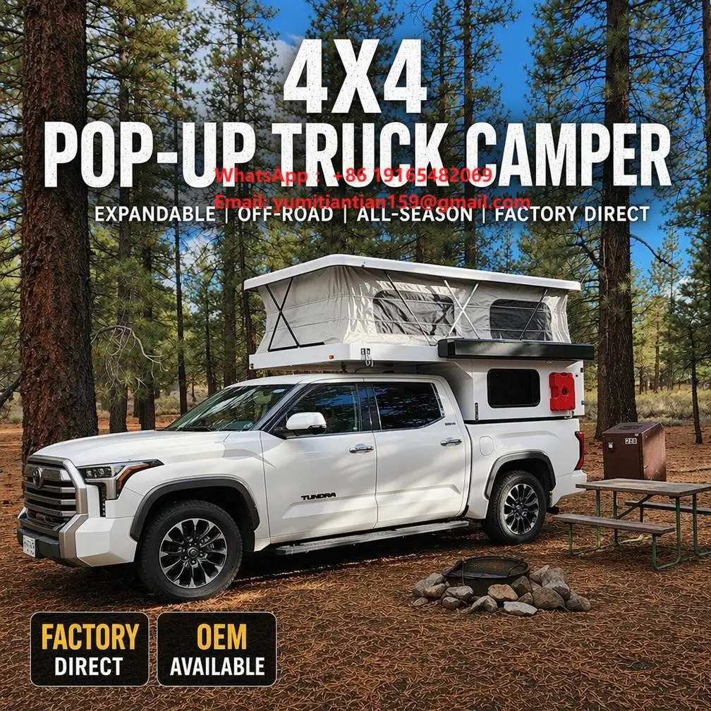 Truck Camper Pop up off Road Camper Trailer RV Modern Movable 4x4 Fiberglass High Quality Travel Caravan