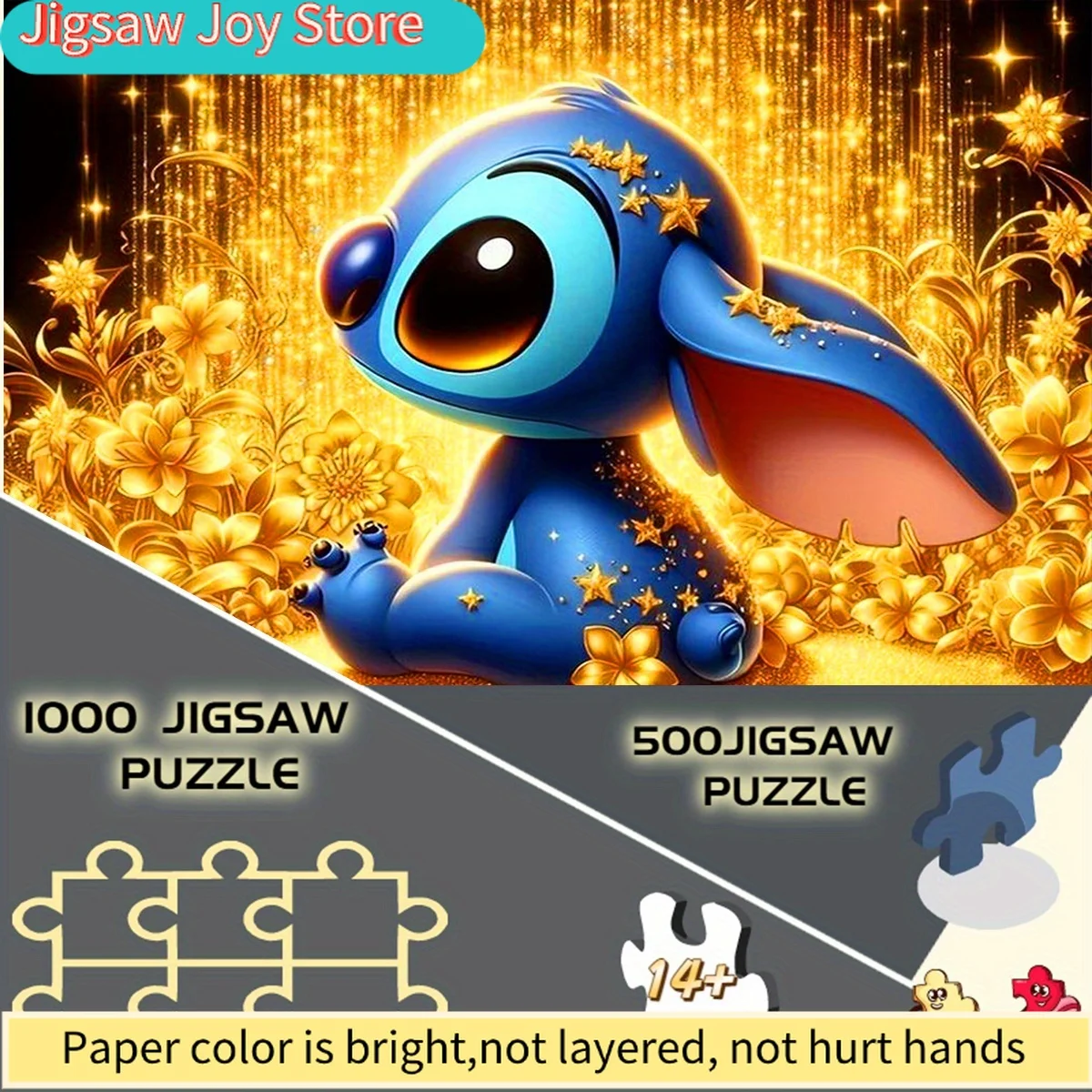 

Пазл Disney/Disney, бумажный, для самостоятельной сборки, из утолщенного белого картона, для взрослых, с золотым цветочным узором, сияющий по контуру