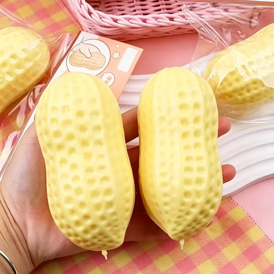 Large Good Fortune Peanut Squishy Realistic Food Toy Slow Rebound Kids Stress Relief Vent Toy, Same Style Surprise Gift