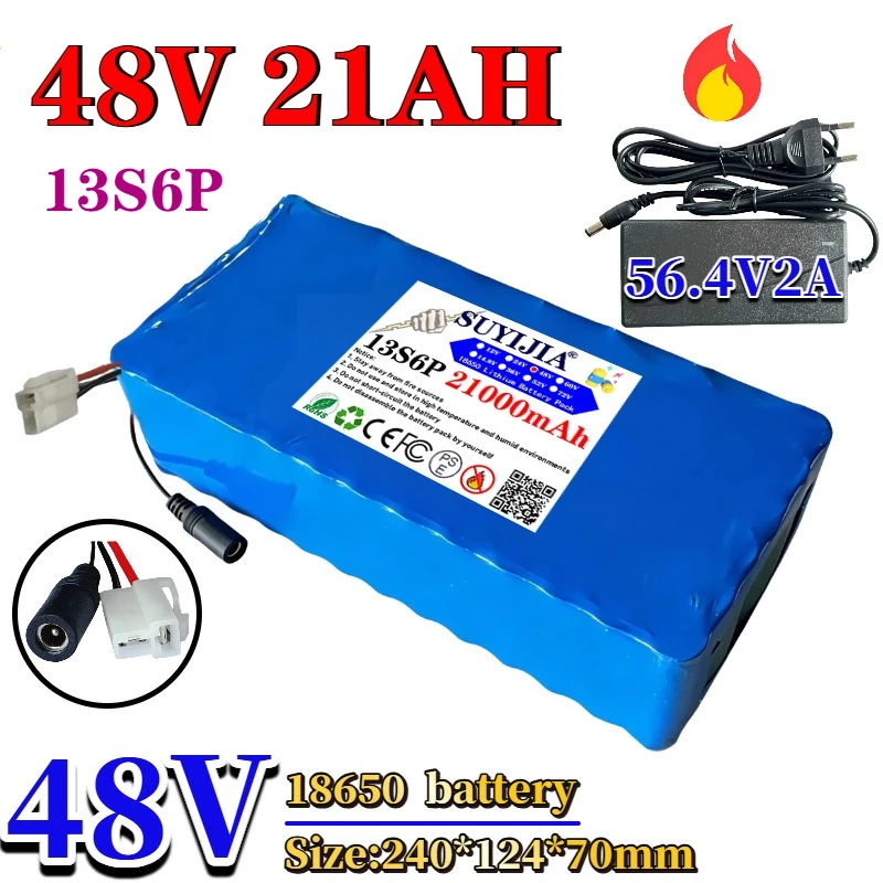 100% 18650 Original 48V 21Ah 13s6p Lithium Battery Pack 48v 21000mAh 2000W Citycoco Motorized Scooter Batteries Built in 50A BMS