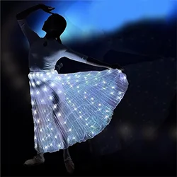 1 luminous dress, white dance props, belly dance performance costumes, suitable for: holiday gift (built-in lithium battery)