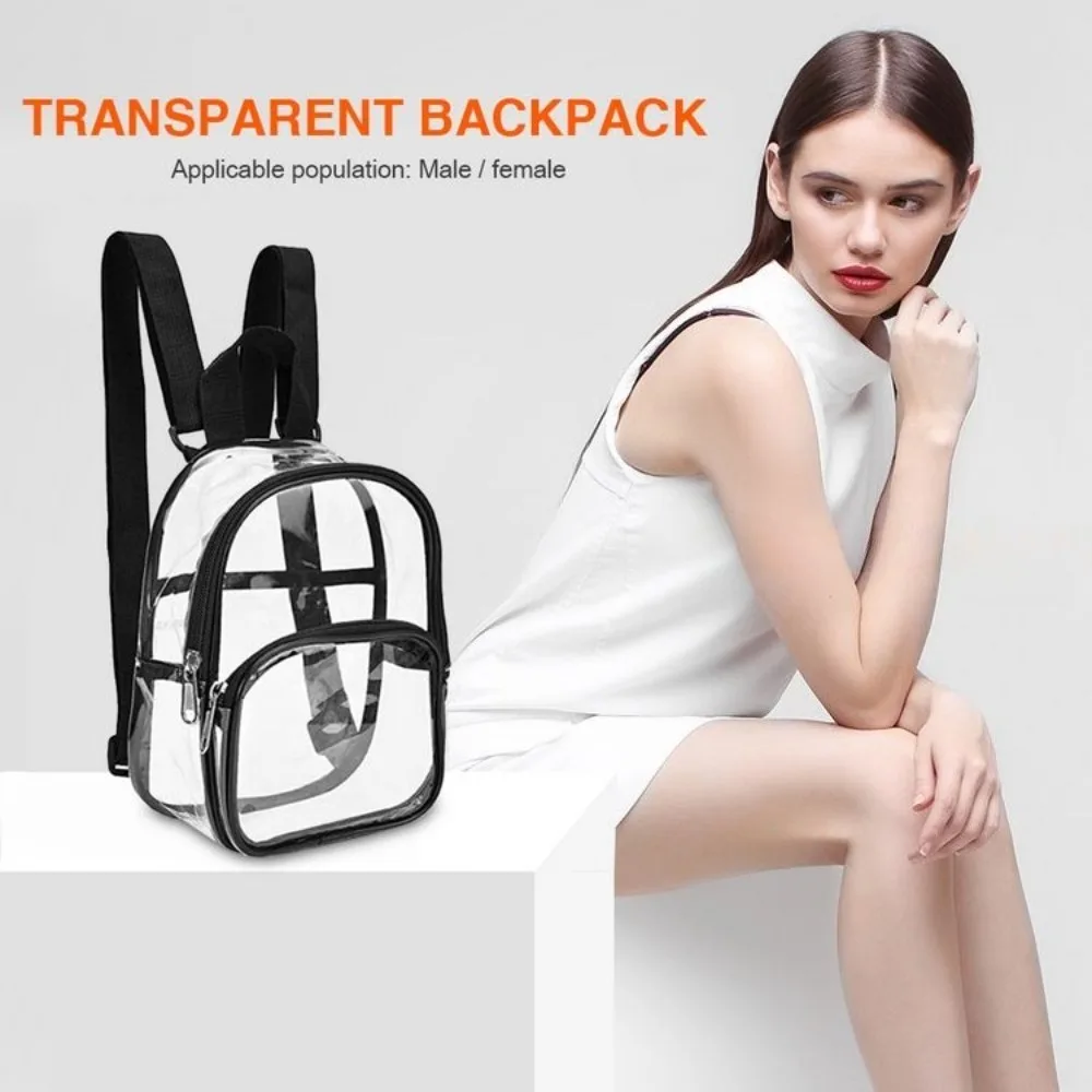 Mini mochila transparente de pvc, bolsa de armazenamento à prova d'água, bolsa de armazenamento transparente para viagem, bolsa portátil para estudantes, organizador de papelaria