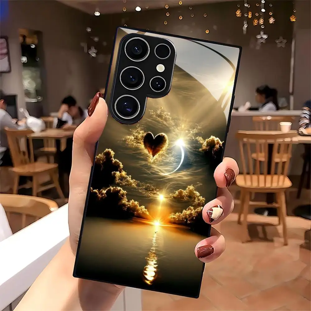Sunset scenery glass Phone Case For Samsung Galaxy S26 S25 S24 S22 S23 Ultra S21 S20 Plus 5G Non-Slip Full Cover view 6