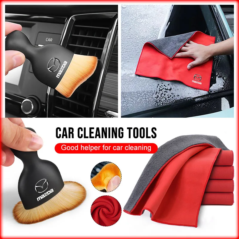 Air Conditioner Outlet Cleaning Soft Brush Car Towel Car Tools for Mazda 2 3 Atenza CX3 CX5 MX5 CX7 Axela CX30 CX90 Valve Stems