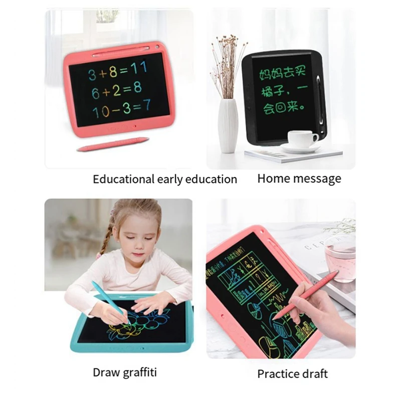 Rechargeable LCD Writing Tablet For Kids, 9 Inch Colorful Doodle Board, Erasable Drawing Tablet Drawing Pad Easy Install