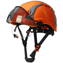CE Safety Helmet w/ Double Goggles Adjustable Multiway Vent Slots ABS Construction Hard Hat Engineer Industrial Work Hat ANSI