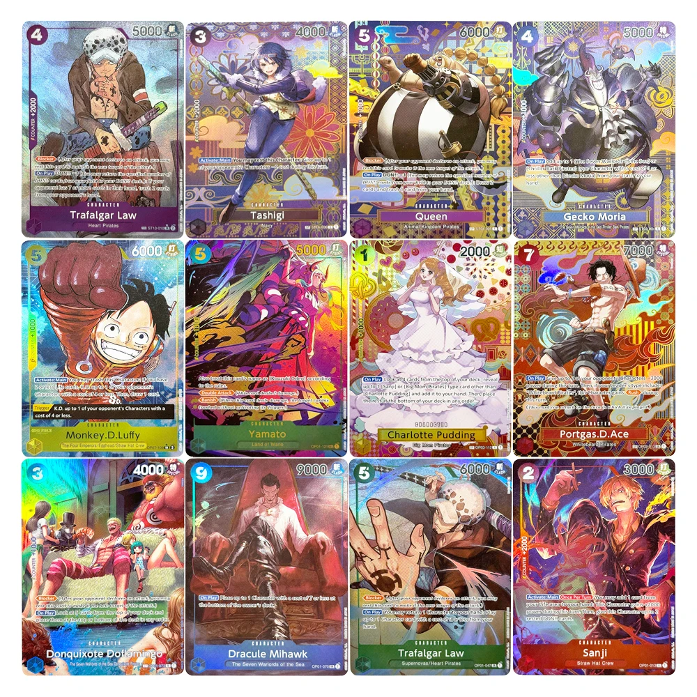

Proxy One Piece Cards OPCG Anime Game card Dracule Mihawk Monkey.D.Luffy Sanji Donquixote Doflamingo Charlotte Pudding Tashigi