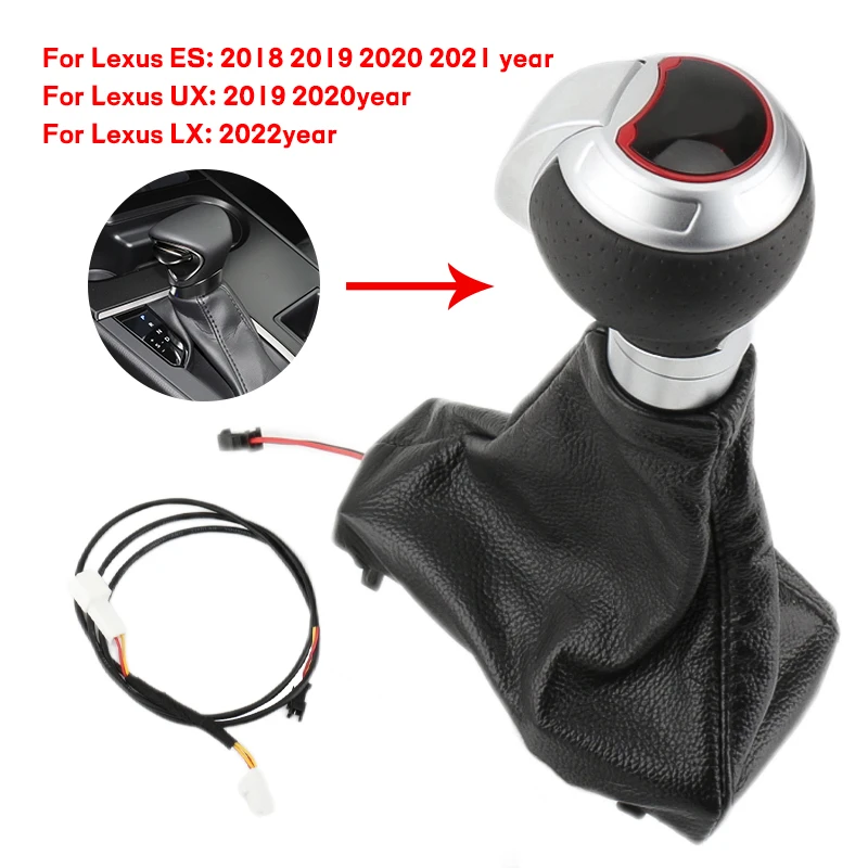 For lexus shift knob ES 2018-2022 UX LX metal leather modified led light gear shift knob for lexus shift lever car accessories