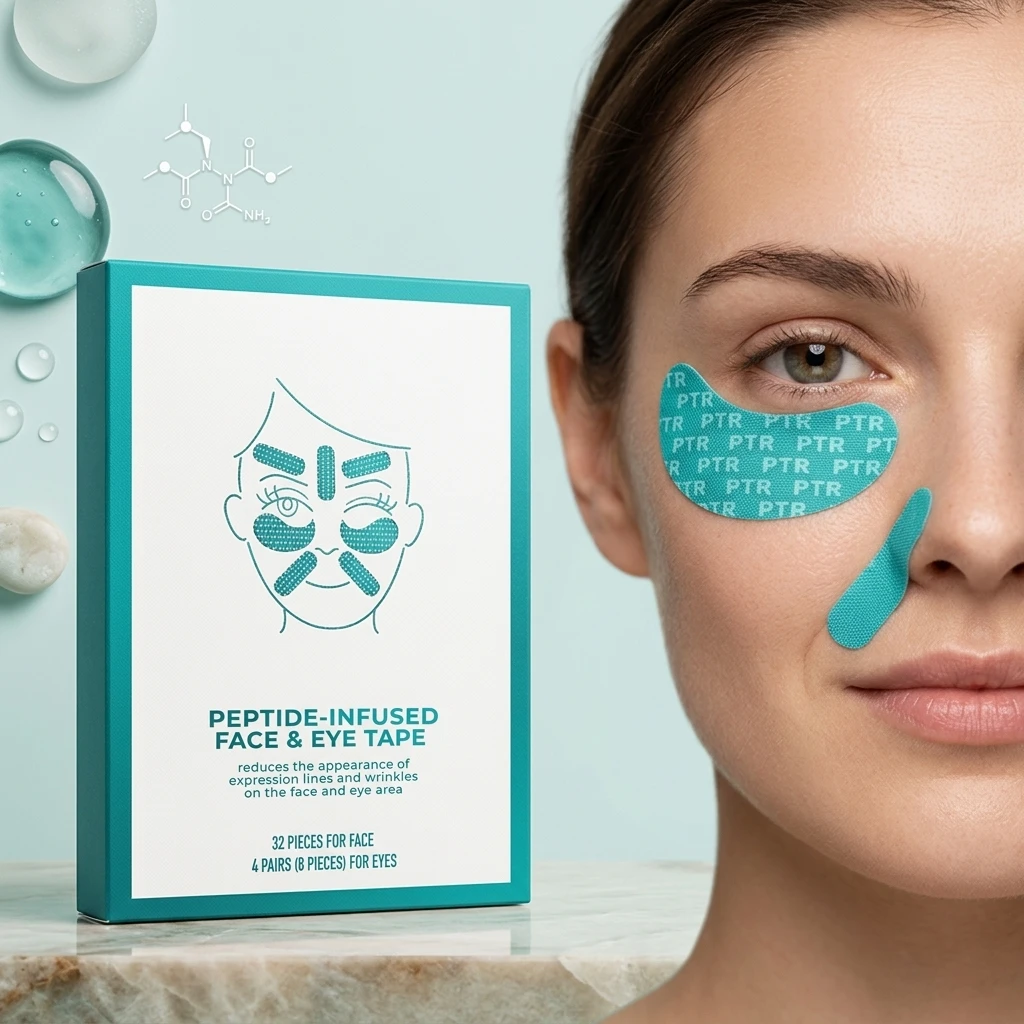 Peptide Infused Face & Eye Tape Reduce Skin Wrinkles Fine Lines Lifting Firm Facial Skin Collagen Peptide Mask Korean Skin Care