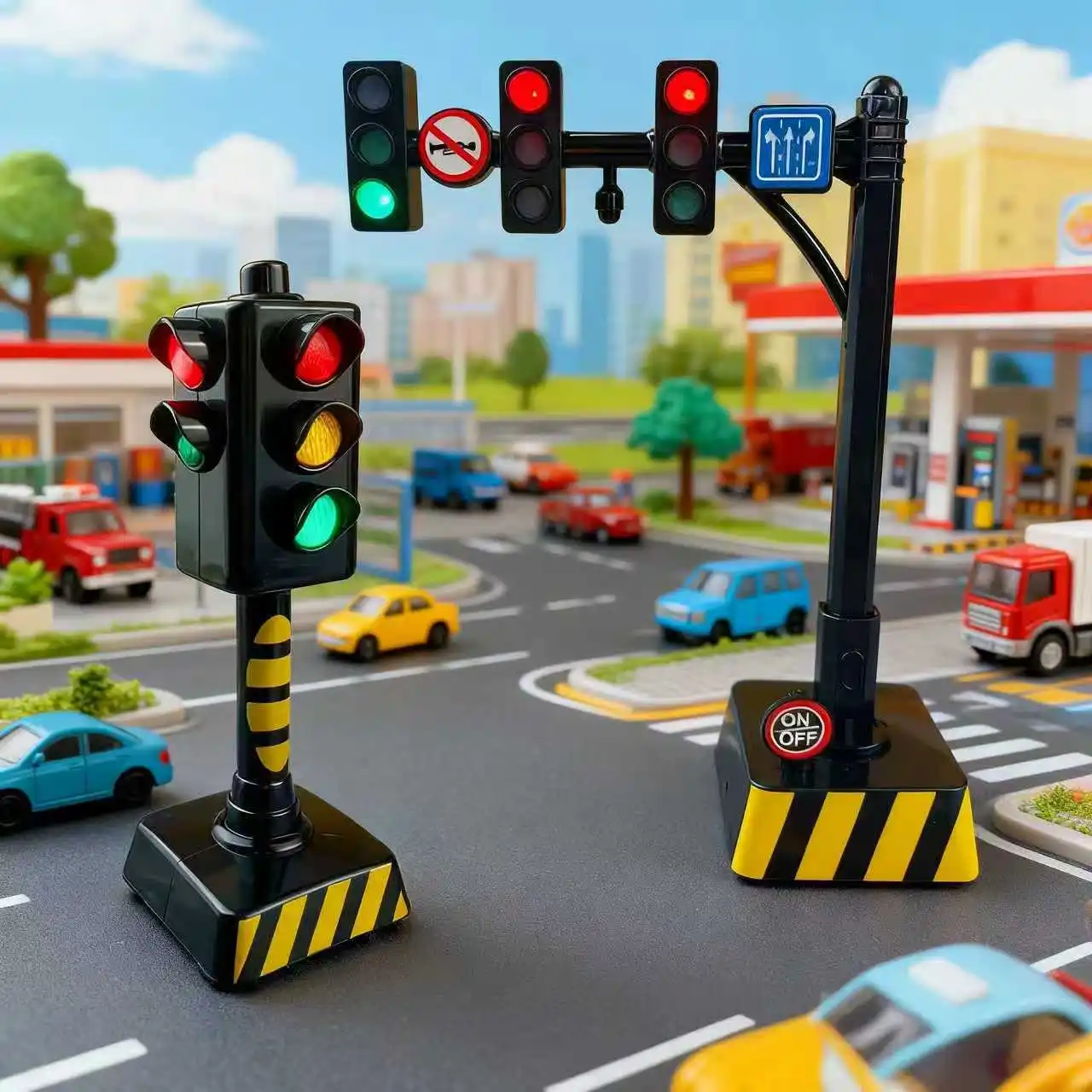 Educazione di sicurezza Simulazione Semafori Giocattoli Segnaletica per bambini Indicatore della stazione di servizio Avvertimento Modello di auto Bambini Giochi di finzione Giocattoli