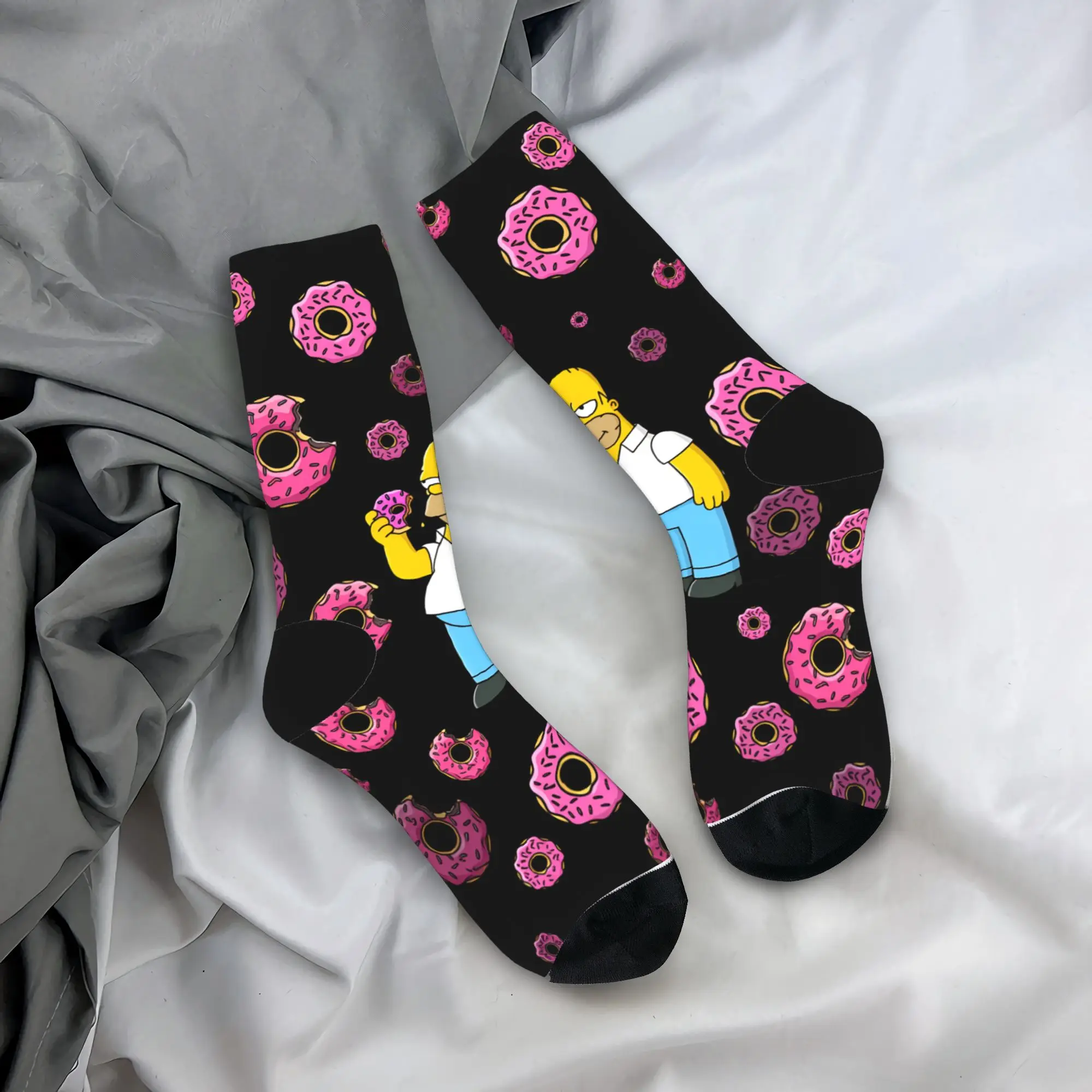 

S-Simpsons Homer Donut Pink Sprinkles Stockings Design Harajuku Socks Winter Non Slip Socks Unisex Men Outdoor Sports Socks