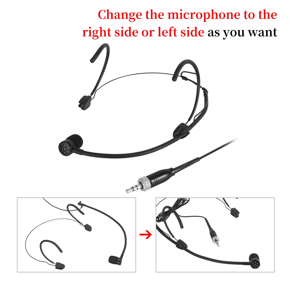 iiimymic Unidirectional Black Headset Microphone 3.5mm Lockable Singing Headworn Mic For Sennheiser Wireless BodyPack System