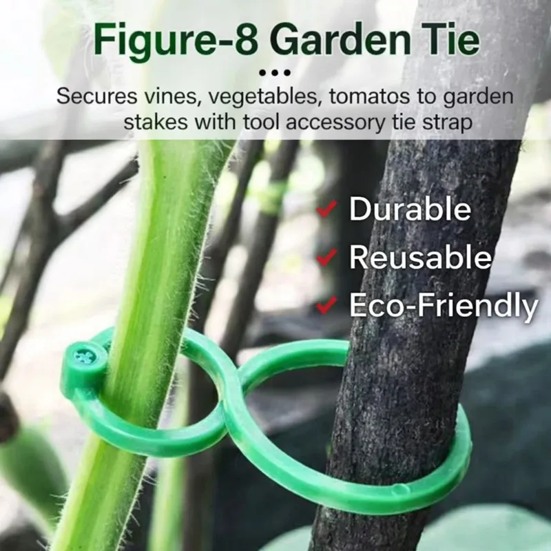 New Garden 8-Shaped Plant Ties for Climbing Cucumbers, Eggplants, and Fruit Trees, Adjustable Plant Support Clips, Durable