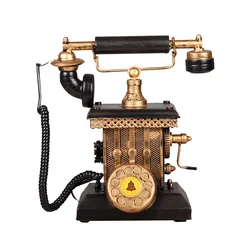 Vintage Home Decor Telephone Model European Retro Rotary Dial Telephone Set Handmade Old Iron Telephone Props