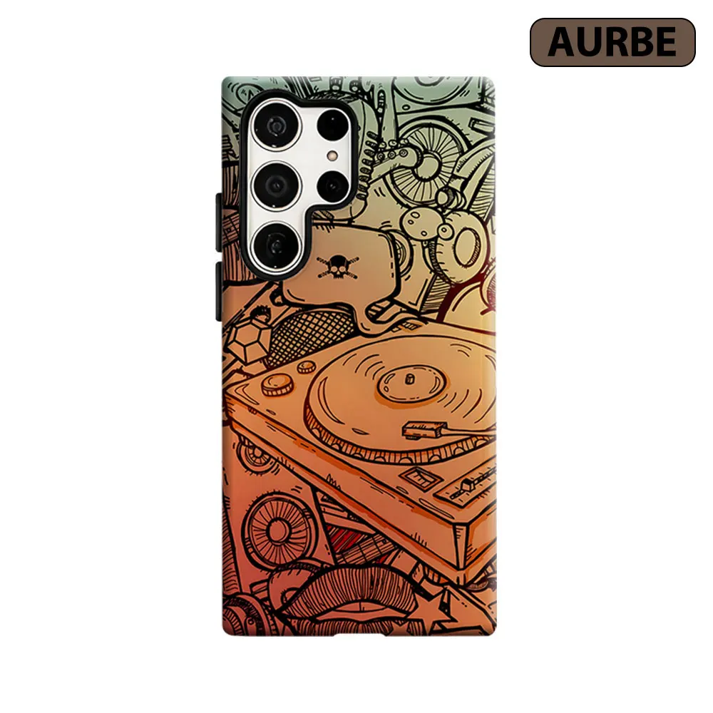 Retro Music Doodle Phone Case For Samsung Galaxy S26 S25 S24 S23 Ultra Plus HD Hard Double Layer Film Cover