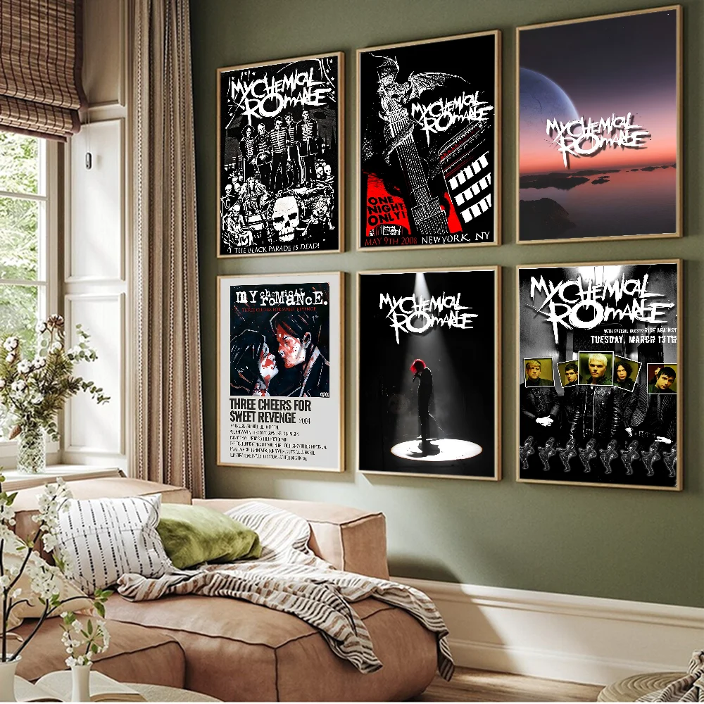 My Chemical Romance Anime Posters Sticky Whitepaper Sticker DIY Room Bar Cafe Kawaii Room Decor