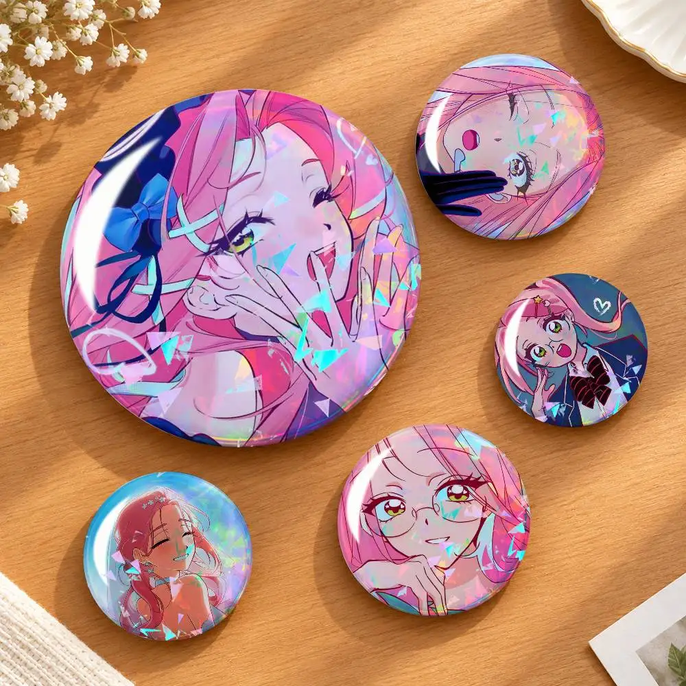Cute M-Mizi A-Alien S-Stage Custom Tinplate Round Button Badges Pins Brooches for Clothes Backpack