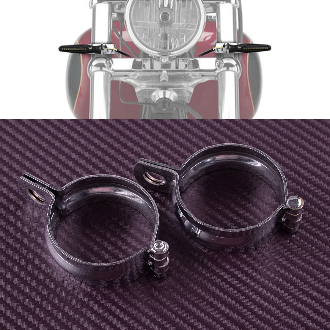 

2Pcs Universal Motorcycle Scooter Turn Signal Light Bracket Holder Clamp Fork Mount 48-60mm High Quality New