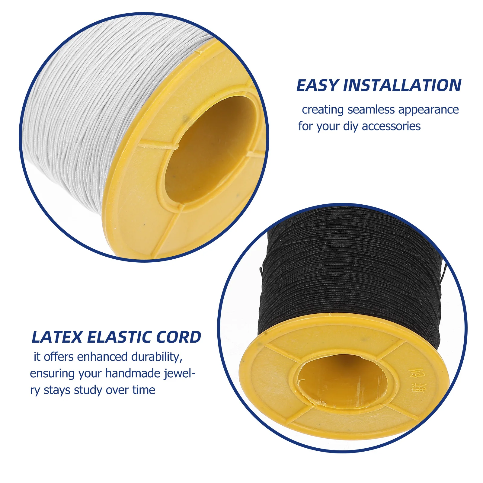 2 لفات 0.5 مللي متر أسود أبيض مطاطا لصنع المجوهرات بسط سلسلة سوار ذاتي الصنع الحرفية الديكور الموضوع الحبل مطاطا الحرفية الحبل