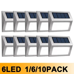 6LED Solar Outdoor Lights Waterproof Garden Fence Decoration Wall Lamp for Patio Street Yard Balcony