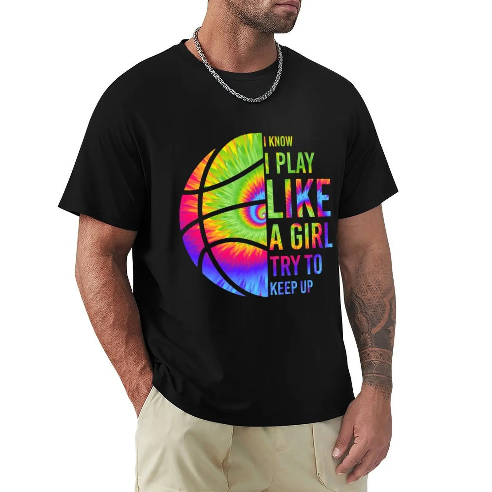 I Know I Play Like A Girl Basketball Try To Keep Up T-Shirt Basic Simple Design Short Sleeve Shirt