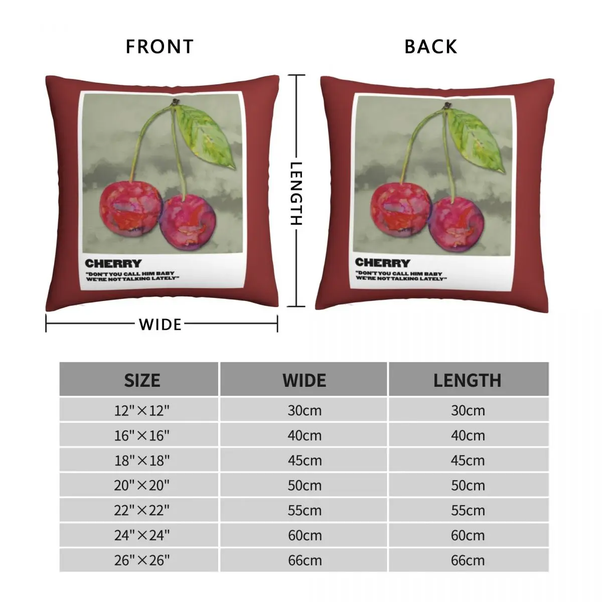 Cherry Polaroid Square Pillowcase Polyester Linen Velvet Printed Zip Decorative Home Cushion Case 18