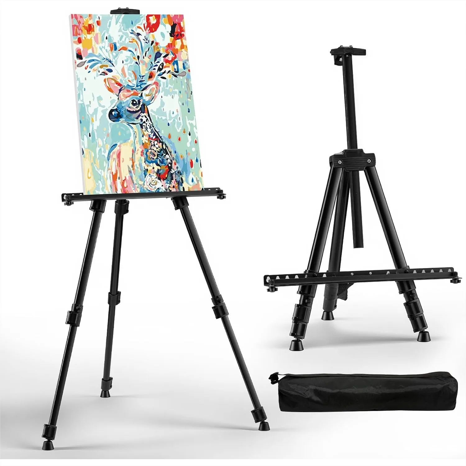

66 Inch Folding Art Easel for Painting and Display – Adjustable Floor Easel Stand for Canvas, Portable Metal Easel for Artists