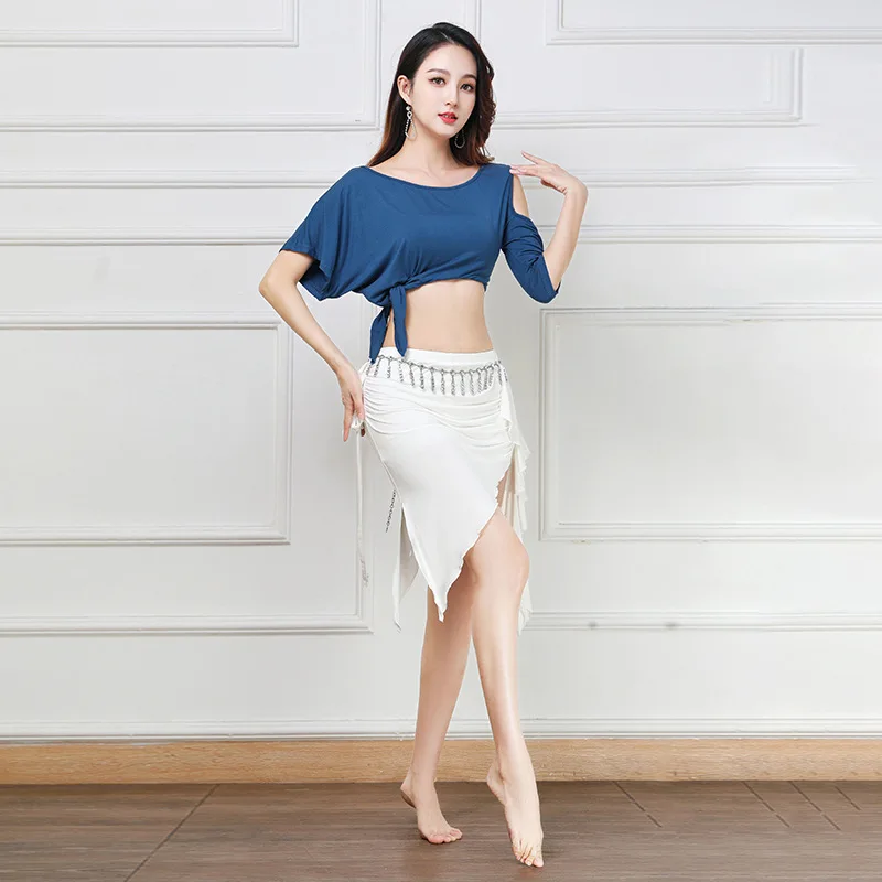 Modal Batwing Sleeve Belly Dance Outfit Soft Loose Oriental Dance Training Skirt Set