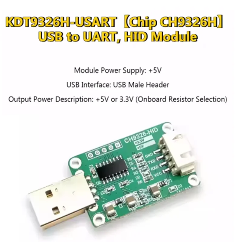 CH9326 Module, Serial‑Port to USB / USB‑TTL / HID Converter Module With Dedicated Wiring Harness, For Firmware Flashing