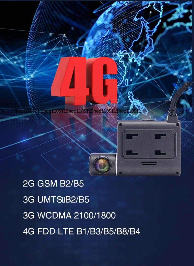 Dual lens 4g mini dashboard cam surveillance camera with sim card suitable for CMSV6 platform DMS optional - view 4