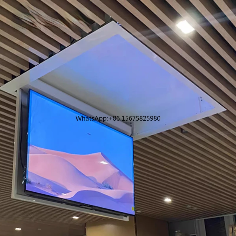 Flip Down Motorized TV Lift Hidden Ceiling TV Mount Automatic Bracket