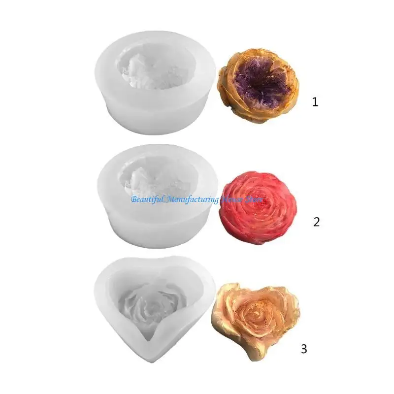

E56A Rose Resin Mold Heart Flower Making Mold Peony Flower Epoxy Casting Mold for DIY Soap Keychain Jewelry Making