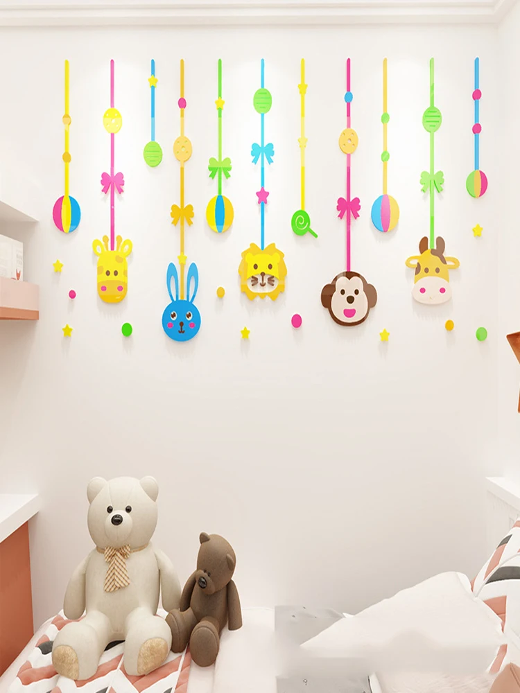 Cartoon Animal 3D Stereo Acrylic Customized Children's Room Bedroom Kindergarten Decoration Sticker