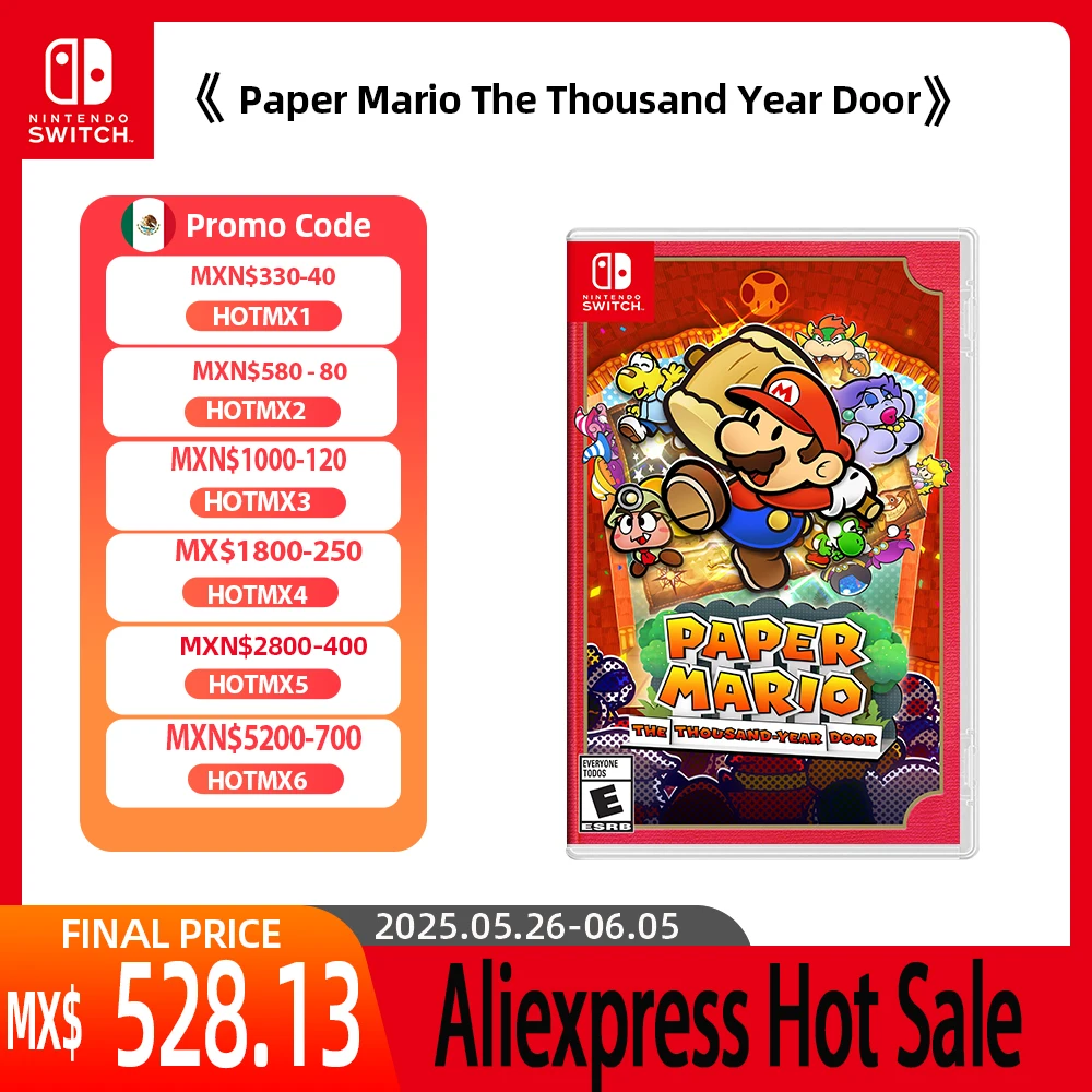 Ofertas de juegos de Nintendo Switch - Paper Mario The Thousand Year Door - Tarjeta de juego física RPG Género para Nintendo Switch