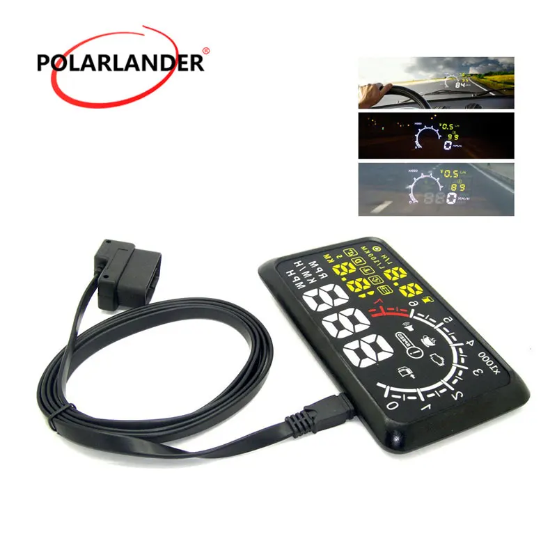 

Universal Car HUD KM/h MPH Speeding OBD Interface Windshield Project Head Up Display Car Detector Fuel Warning Alarm System