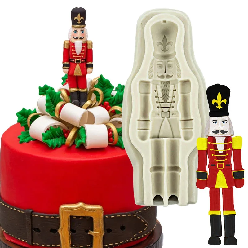 Christmas Nutcracker Soldier Silicone Mould Fondant Cake Biscuits Mold For Xmas Party Baking Cake Decor New Year Cupcake Topper