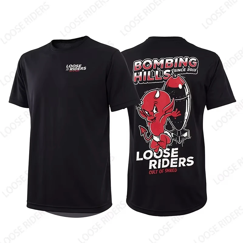 Passende Herren-T-Shirts aus Baumwolle Loose Riders Downhill Jersey Sommer MTB Radsport-Sweatshirt für Männer und Frauen – Detail 7