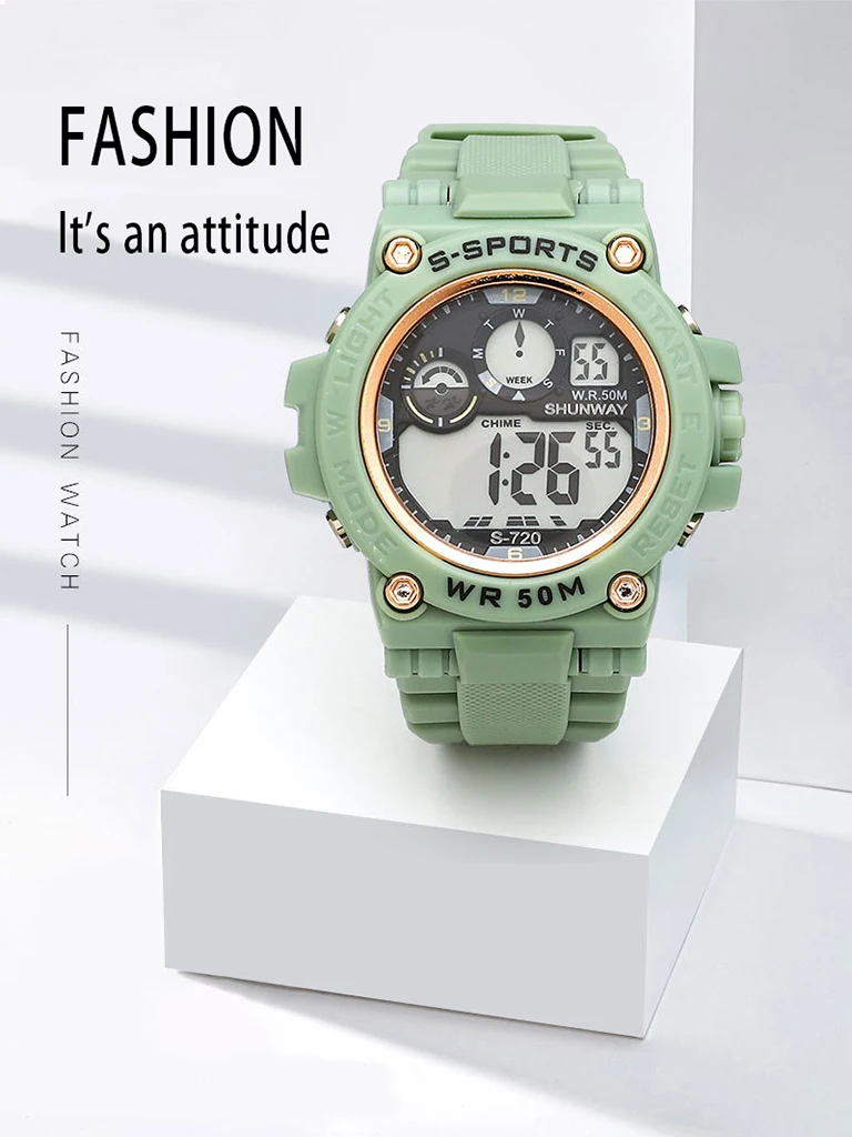 남녀 모두를 위한 트렌디한 AL-103A 스포츠 시계, 알람 시계 및 타이밍 기능 탑재 여성용 시계