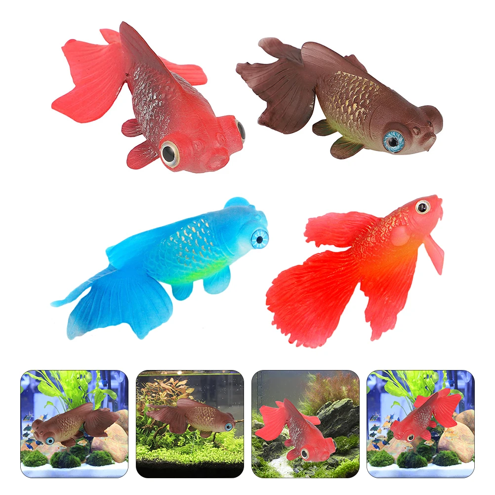 

4 Pcs Simulated Goldfish Decorations Artificial Miniature s Luminous Silicone s Aquarium Fake