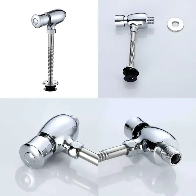 Chrome Plated Brass Urinal Flush Valve Water Saving Eco Friendly Single Flush 25-80 PSI Hand Pressed Delay Wall Mounted