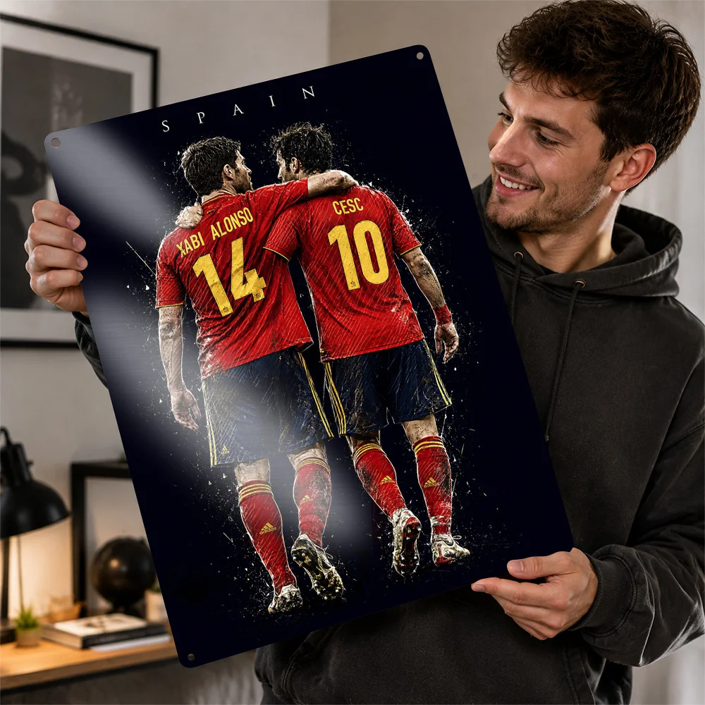 Xabi Alonso & Cesc Fàbregas Football Printed Poster Customized Metal Sign Club Legacy Style Wall Art Made For Loyal Supporters