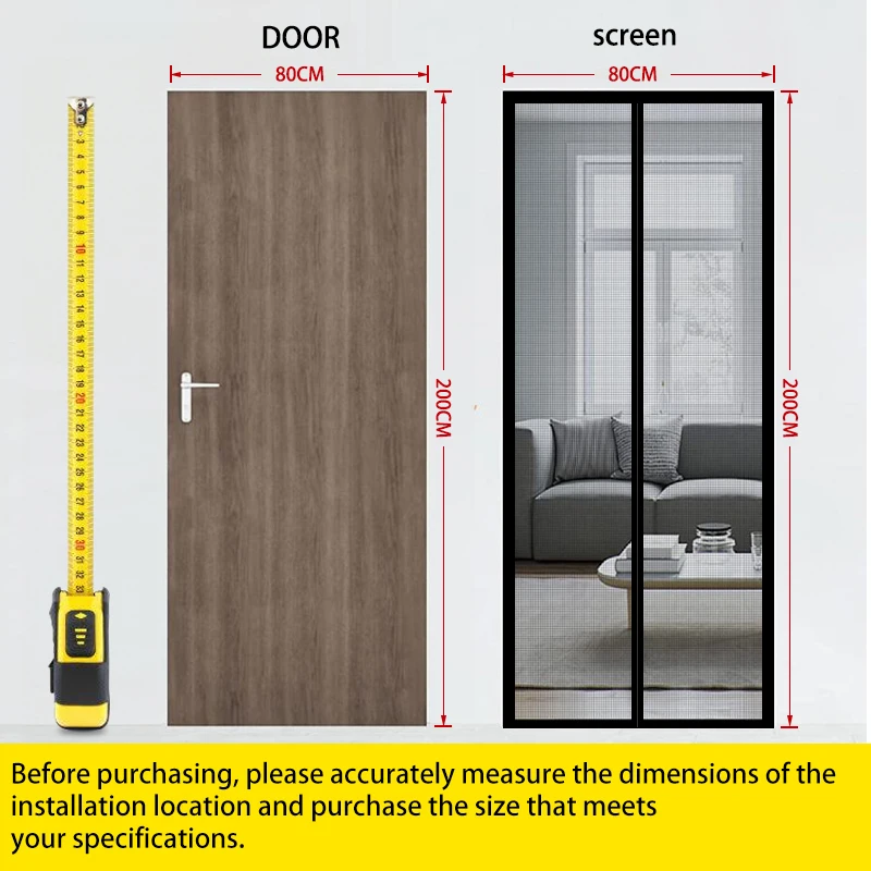 High-Quality Magnetic Mosquito Screen Door Curtain Black Self-Adhesive Mesh with Strong Magnetic Seal, Ideal for Home Protection